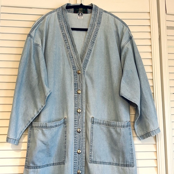 Vintage Orvis Oversized Denim Chambray Duster Dress Caftan Size Small - Picture 2 of 6